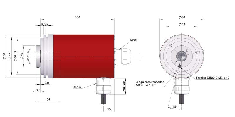 SSI ENCODER ASSOLUTO MULTIGIRO Risoluzione multigiro fino a 25 bits Protezione IP65 secondo DIN 40050 Diametro esterno 58 mm Asse uscente (CM) ed asse semicavo