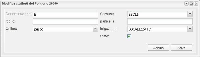 Figura 3 - Informazioni sul poligono. Figura 4 - Form per la modifica dei dati relativi al poligono.