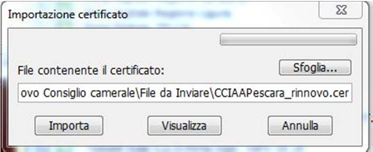 Selezionare il file.cer scaricato in precedenza.