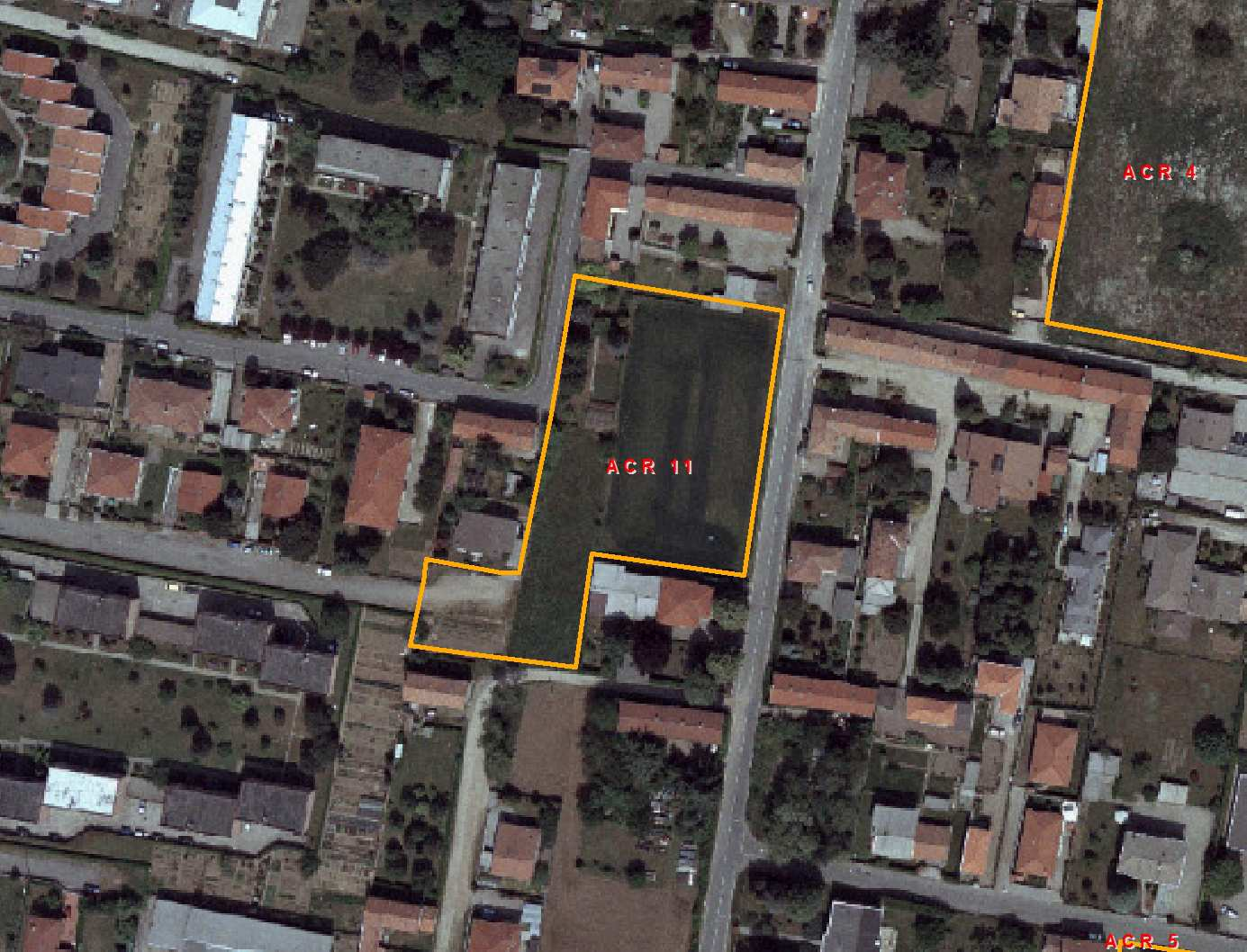 Ambito di completamento ACR 11 Completamento residenziale via Roma Foto satellitare e perimetro dell Ambito PARTE PRIMA: Stato attuale, dati del comparto e obiettivi generali per la pianificazione