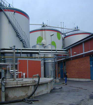 L impianto di Linkoping, Svezia Volume di digestione: 7400 m 3 ( 2 reattori da 3700 m 3 ciascuno) Temperatura di processo: 37 C Tempo di ritenzione (HRT): 25-30 giorni Anno 2002:
