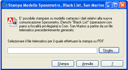 Selezionando il pulsante Sfoglia è possibile selezionare il file