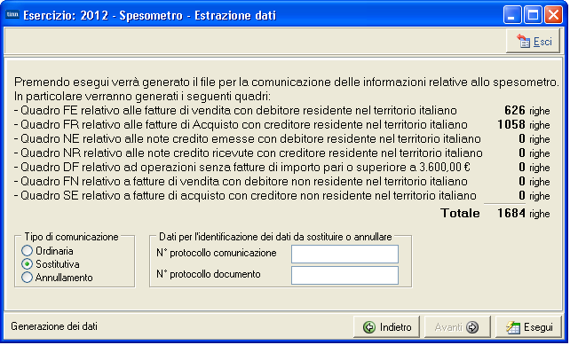 N.B.: La comunicazione delle operazioni di BLACK LIST e gli acquisti da San Marino non sono gestiti da questa procedura.