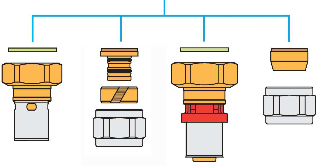 23 GUIDA ALLE CONNESSIONI IDRICHE RACCORDO DRITTO M-F 1/2 Raccordo flangiato in ottone con: - Filetto femmina ½" per uscita acqua - Filetto maschio ½" con sede piana.