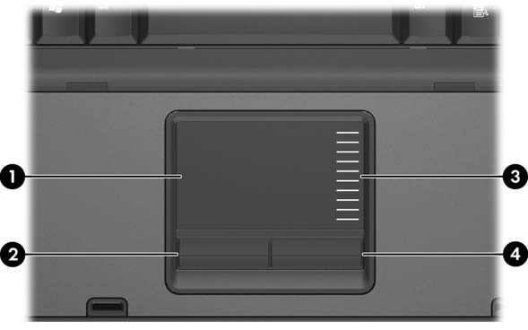 1 TouchPad Uso del TouchPad L'illustrazione e la tabella seguenti descrivono il TouchPad del computer.