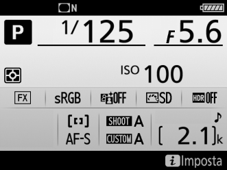 Segnale acustico Pulsante G B menu impostazioni Scegliere il tono e il volume del segnale acustico emesso quando la fotocamera mette a fuoco utilizzando AF singolo (AF-S), quando la messa a fuoco si