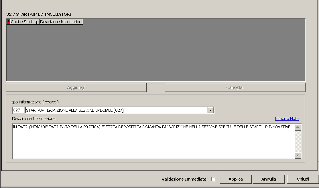 COMPILARE INDICANDO LA SEGUENTE DICITURA: In data (data invio) è stata