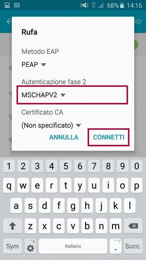 3 Selezionare l opzione MSCHAPV2 come