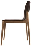 Seat and back upholstered leather or leatherlook. Finishes: walnut, Therm Oak. Sedia con struttura in legno.