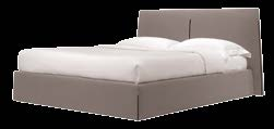 New Bed System: three styles (Star, Quadri, Sartorial Stitching), two heights, two headboards. A textile bed allowing wide customization.