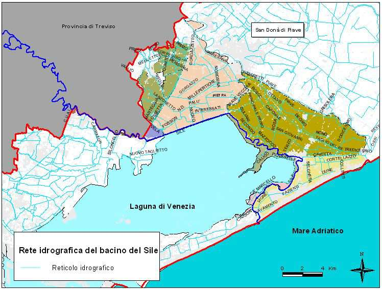 Per quanto concerne la provincia di Venezia, gli affluenti consistono prevalentemente in una rete di canali artificiali che si uniscono al Sile alla sua sinistra idrografica.
