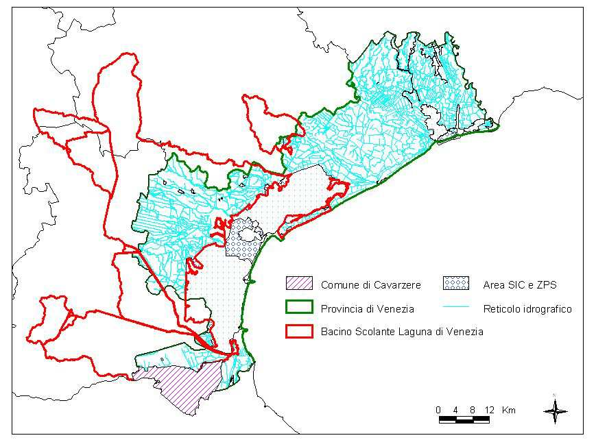 Fig. 1.3.1: Aree sensibili e vulnerabili nella provincia di Venezia.