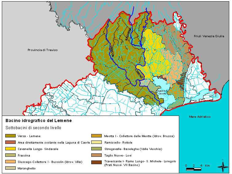 6 BACINO IDROGRAFICO DEL FIUME LEMENE Il bacino idrografico del fiume Lemene si estende nel territorio compreso tra la parte Sud- Occidentale della regione Friuli-Venezia Giulia e la parte