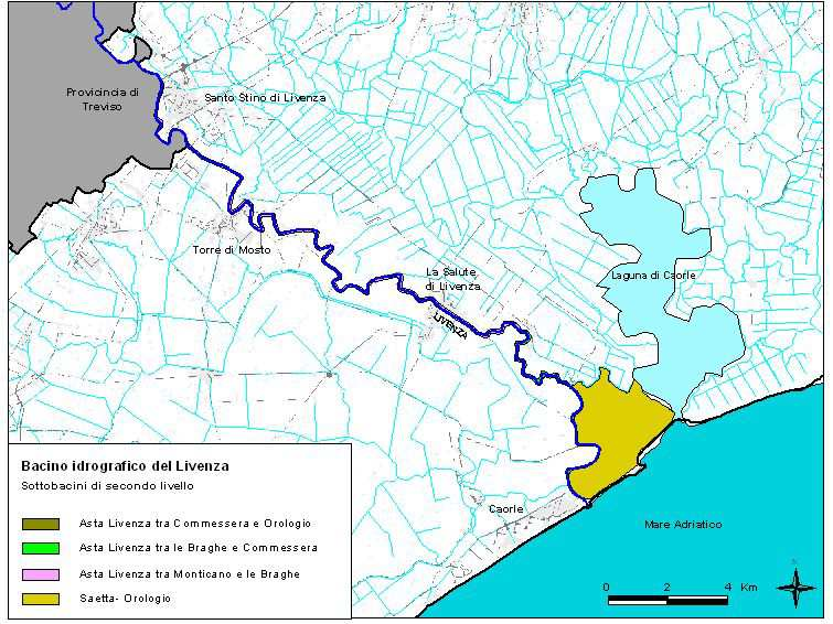 7 BACINO IDROGRAFICO DEL FIUME LIVENZA Il Livenza nasce in provincia di Pordenone, a Polcenigo, a 40 m 
