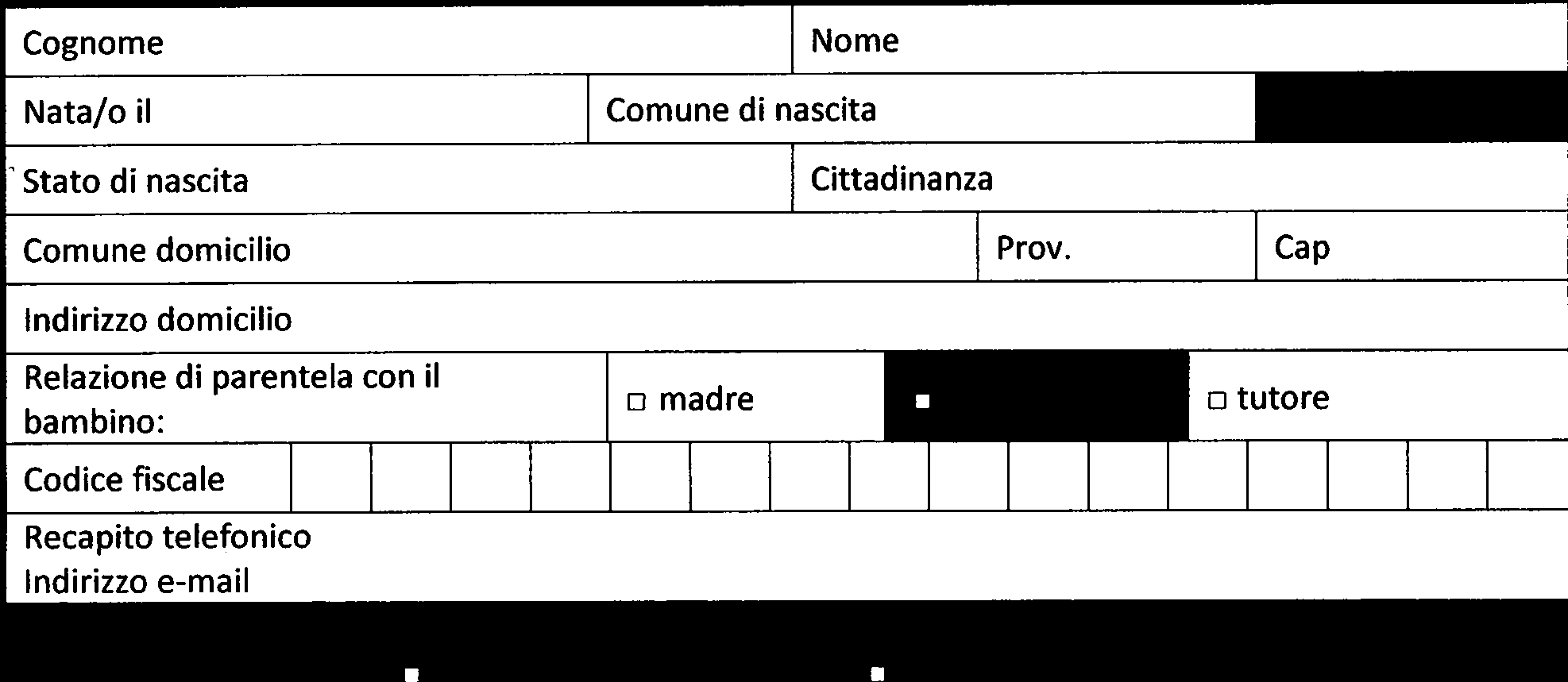 ..ENTRATE Anno educativo 2016-2017 SEZ i DATI DE,L RICHIEDENTE Nata/o il Comune di nascita