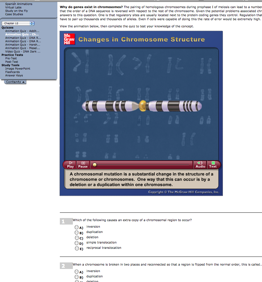 Animation Quiz - Changes in Chromosome Structure http://highered.mcgraw- hill.