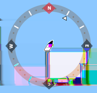 Bussola sulla carta È possibile scegliere di visualizzare il simbolo di una bussola intorno alla propria imbarcazione sul riquadro cartografico.