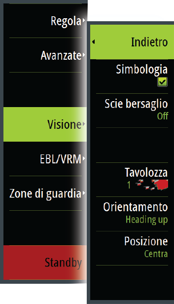 Accentua target L'opzione Amplificazione Bersaglio viene utilizzata per ingrandire le dimensioni dei target sul radar.