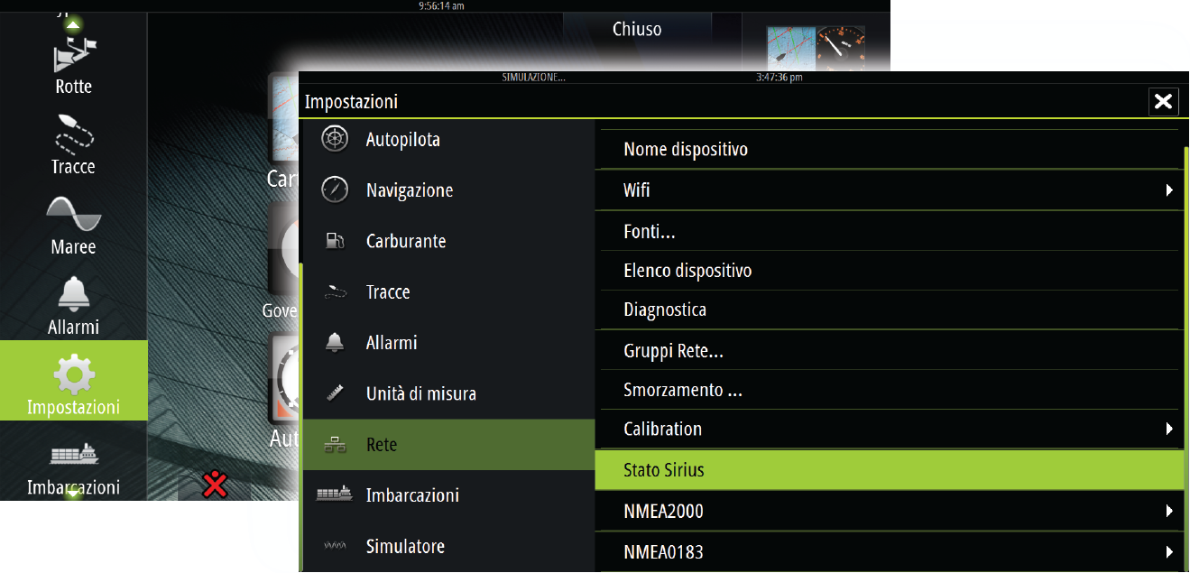 Finestra delle informazioni GRIB La finestra delle informazioni GRIB mostra la data e l'ora delle previsioni meteo GRIB e l'ora di previsione selezionata tra parentesi.