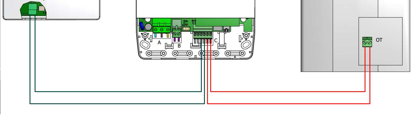 Schema di cablaggio per connessione a caldaia di tipo Opentherm (configurazione-ot): Schema