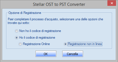 2. Si aprirà una finestra di dialogo Registrazione Offline che mostra l ID di Registrazione nel rispettivo campo. 3.