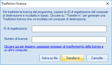 3. Copia l ID di registrazione che appare sul computer di destinazione nel campo dell ID di registrazione sul computer di partenza. 4.