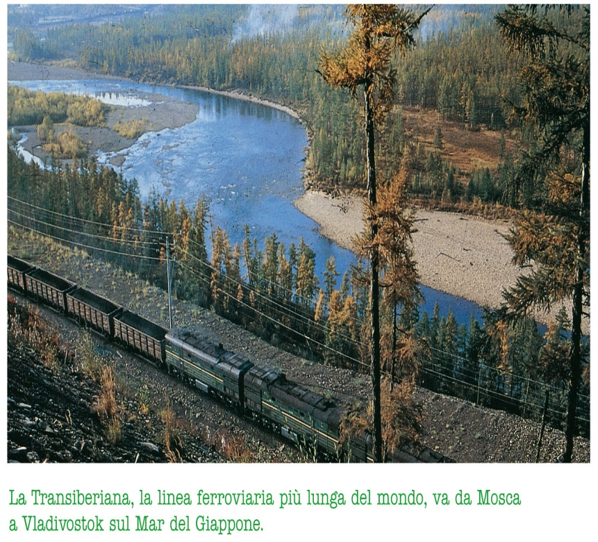 Trasporti La rete maggiormente sviluppata è quella ferroviaria (86.000 km nel 1999), soprattutto nella Russia europea, collegata tramite la ferrovia Transiberiana alle regioni della costa pacifica.