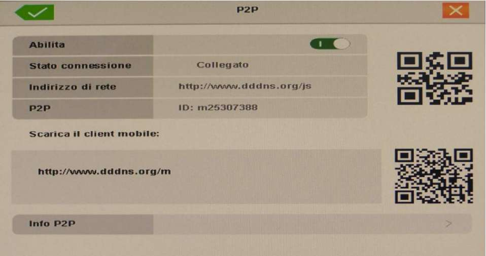P2P: Riportato l ID Serale del dispositivo necessario al collegamento rapido P2P ( Senza l'apertura delle porte del router ) su Smartphone, CMS e WEB tramite i server CLOUD http://lifevideocontrollo.