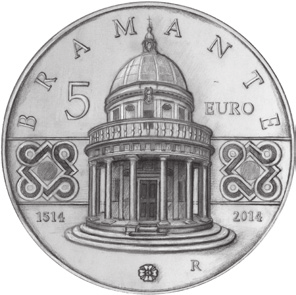 euro Peso: 18 g - tolleranza ± 5 Diametro: 32 mm Finitura: fior di conio 5 Euro Villa