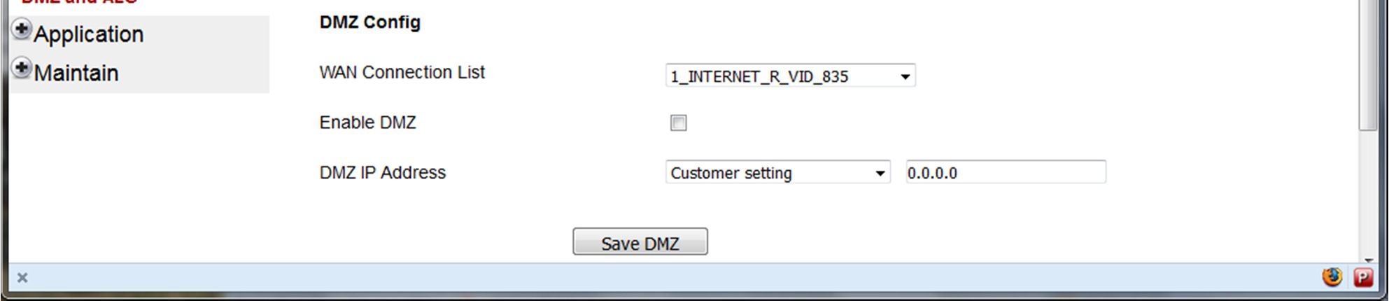 menu principale del GPON Home Gateway, come mostrato