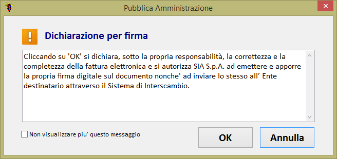 Successivamente, cliccando su OK il documento viene trasmesso all ente destinatario