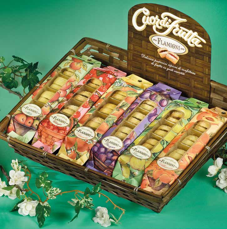 mesi/months Cuor di frutta in confezione da 75g L intera gamma assortita in cestino espositore Cuor di frutta 75g The complete assorted range