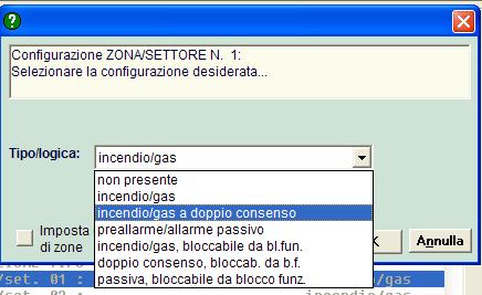 Blocchi Funzionali (più avanti nel manuale). Programmare qui il blocco funzionale da associare al modulo, la definizione del blocco verrà fatta in seguito. PASSO N 6: CONFIGURAZIONE DEI TIPI DI ZONA.