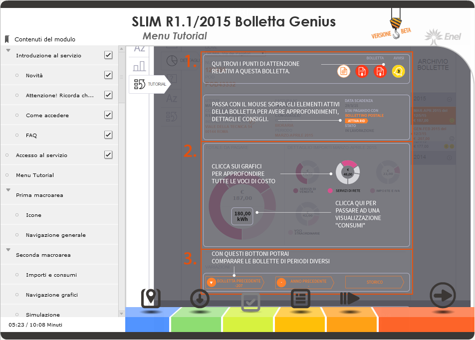 Come possiamo notare, la schermata principale di bolletta Genius, viene illustrata dal tutorial nelle sue principali