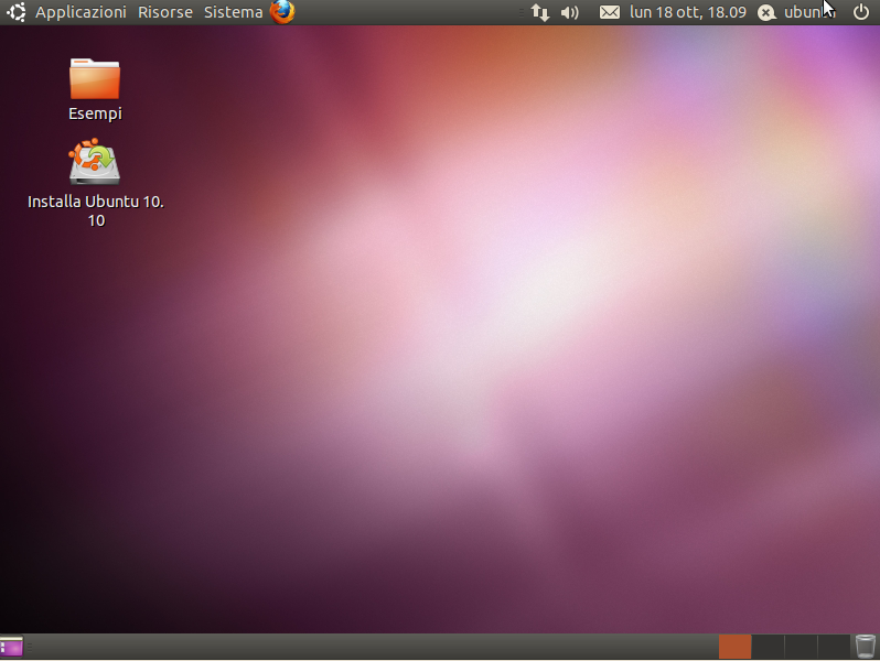 Live CD/DVD Se è stato scelto Prova Ubuntu senza installare si avrà a disposizione un sistema Ubuntu funzionante