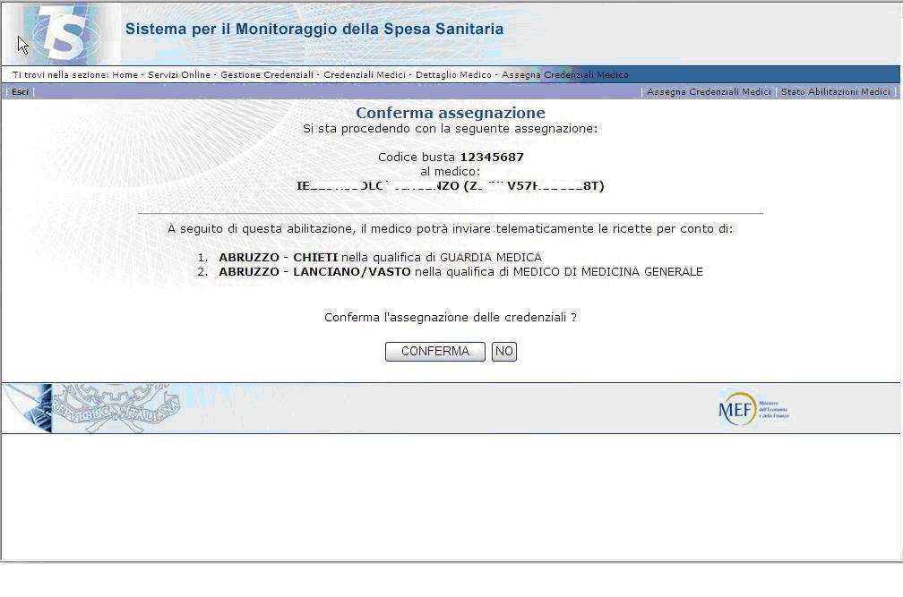 Pag. 20 di 27 Cliccando sul pulsante Assegna Nuove Credenziali, il Sistema prenota la prima password libera disponibile e visualizza la pagina di conferma dell operazione.