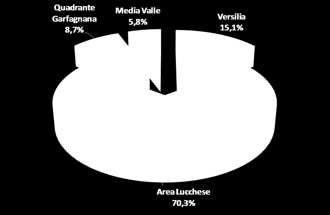 Distribuzione per zona Fonte: Elaborazioni su dati Provincia di Lucca, Sistema Informativo del Terzo Settore, anno 0 Figura 7: Associazioni di promozione 