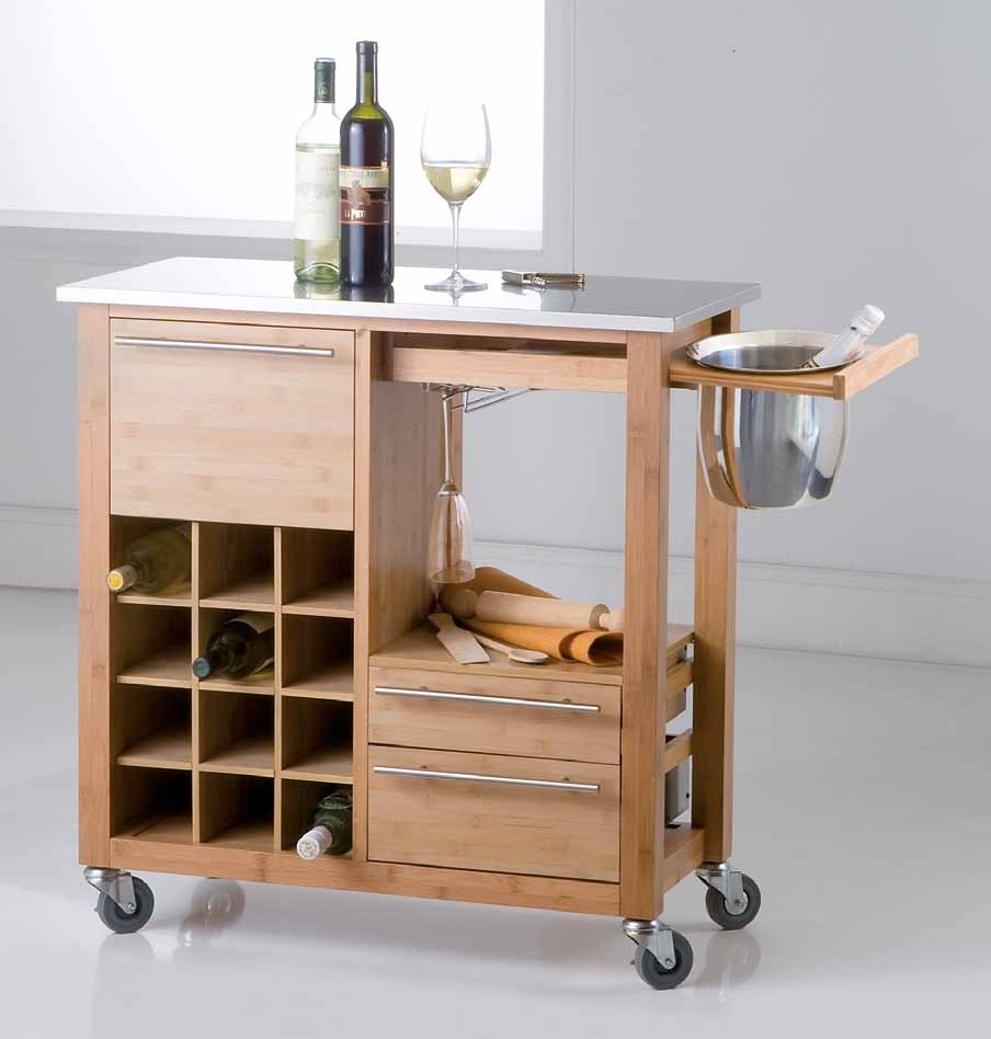 57192 carrello cantinetta bamboo c/