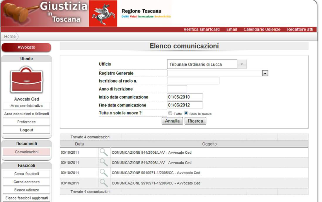 Cliccando sul pulsante Ricerca apparirà l elenco che soddisfa i