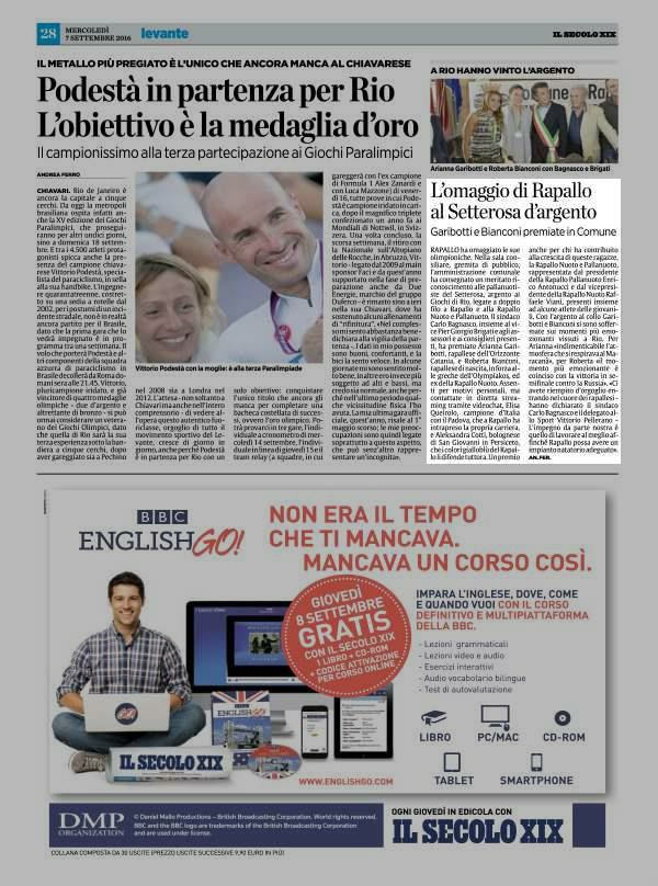 Pagina 28 Il Secolo XIX (ed. Levante) Sport L' omaggio di Rapallo al Setterosa d' argento Garibotti e Bianconi premiate in Comune RAPALLO ha omaggiato le sue olimpioniche.