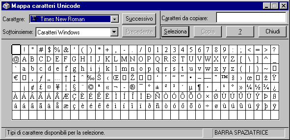 Codice ASCII esteso (8 e 16 bit) Estensione del codice ASCII a 8 bit, includendo nell insieme dei caratteri rappresentati i simboli impiegati dalle lingue originate dal latino Standard