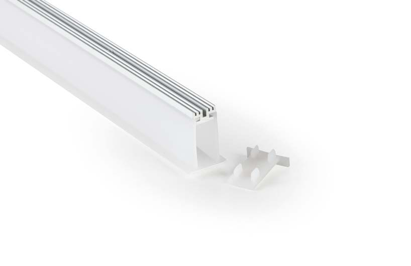 Recessed led profile with diffusing frame in white methacrylate and