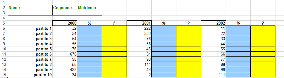 EXCEL (utilizzare il file esamea.