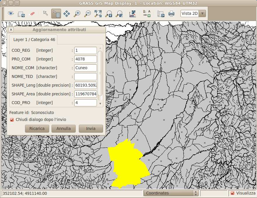 4 5 Gestione dati mappe vettoriali da tabella Interroga mappe vettoriali da tabella (apre la tabella dei dati del layer selezionato) (apre la tabella dei dati del layer selezionato) Posso fare varie