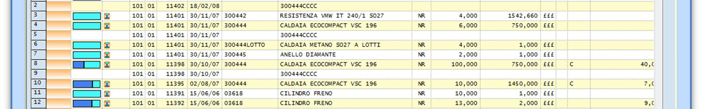 differita dei documenti immessi Fase periodica di estrazione e salvataggio degli ordini saldati Interrogazione ordini per articolo Interrogazione ordini per fornitore Interrogazione