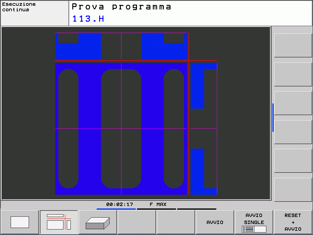 Rappresentazione su 3 piani Questa rappresentazione fornisce una vista dall'alto su 2 sezioni, simile ad un disegno tecnico.