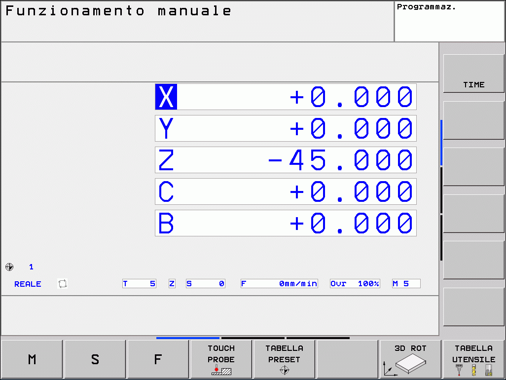 1.5 Predisposizione degli utensili Selezione del giusto modo operativo Gli utensili si predispongono nel modo operativo Funzionamento manuale: U Premere il tasto del modo operativo: il TNC passa nel