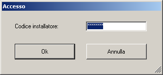- Inserire il codice dell installatore che è stato precedentemente registrato nella centrale a cui ci si vuol connettere.