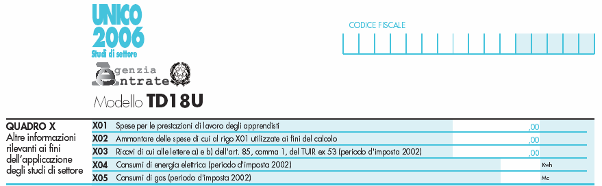 IL CORRETTIVO PREVISTO PER LO STUDIO TD18U CERAMICA L indicazione dei dati richiesti nei righi X03, X04 e X05 consente l applicazione di un apposito correttivo Il contribuente avrà la possibilità di