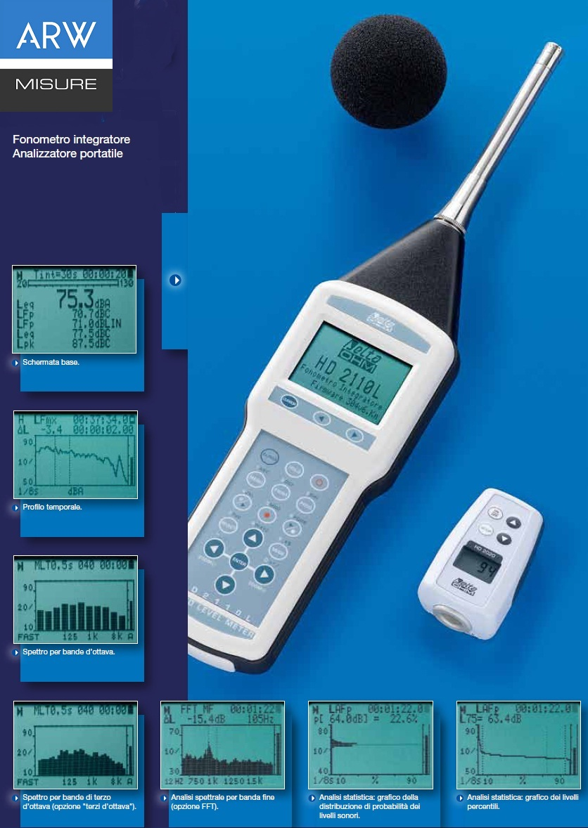 Fonometro Integratore Analizzatore in classe 1 ARW 2110L Model: ARW 2110L Description: Fonometro Integratore Analizzatore in classe 1 ARW 2110L L ARW2110L è un fonometro integratore portatile di